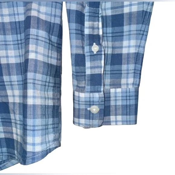 VINEYARD VINES boys plaid dress whale shirt teen size 16 -mint